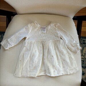 Hanna Andersson White and Gold Starry Kids Dress